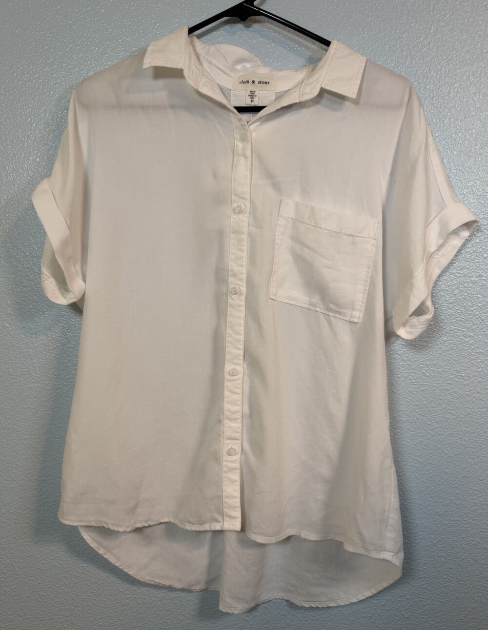 Cloth & Stone Anthropologie White Tencel Button Down Shirt Size M NWT